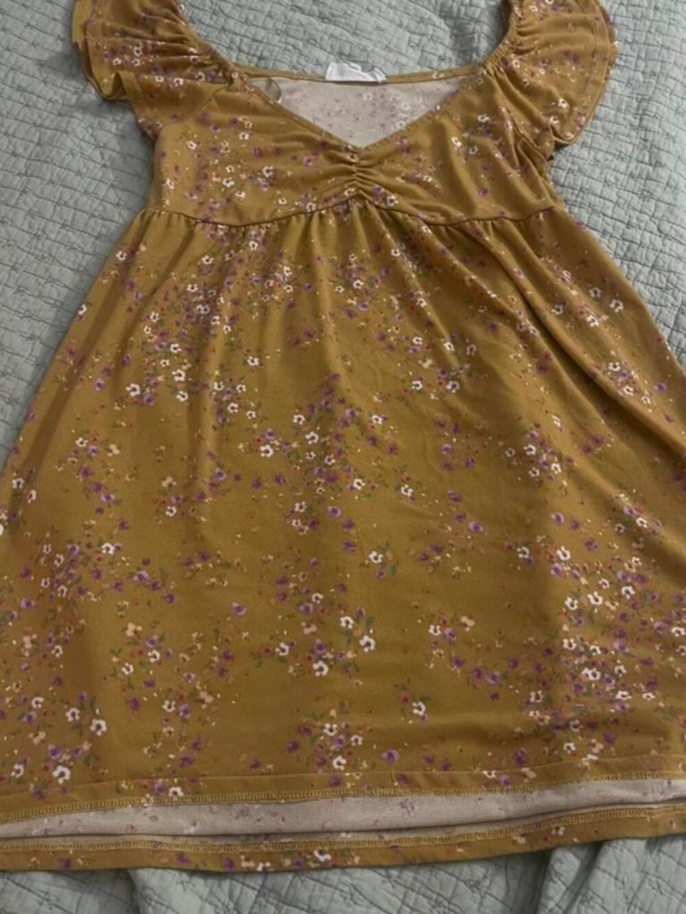Pink Rose Yellow Floral Sequin Dress Size L